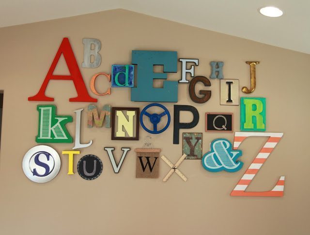 Alphabet playroom feature wall 