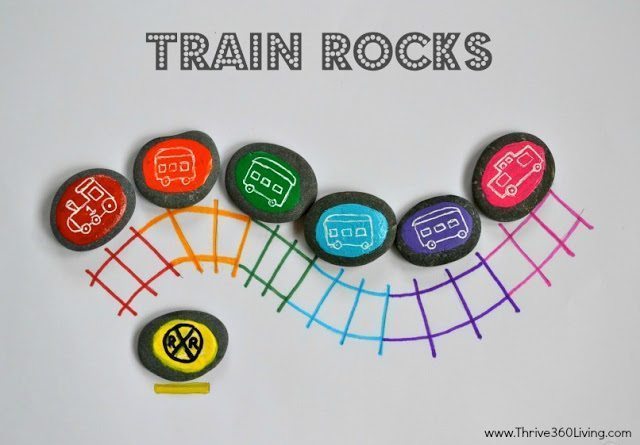 Train rocks are a great way to teach kids and toddlers colors