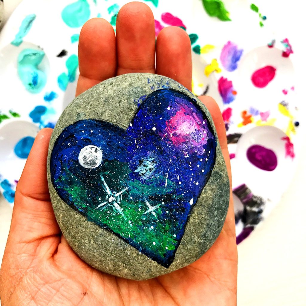 Galaxy Fern Painted Rock