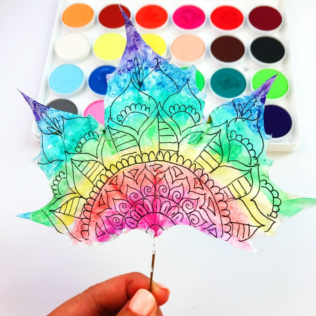 Example of finished Watercolor Leaf Art
