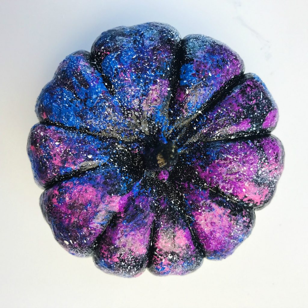 How to add stars to a galaxy painted pumpkin: flick the brush