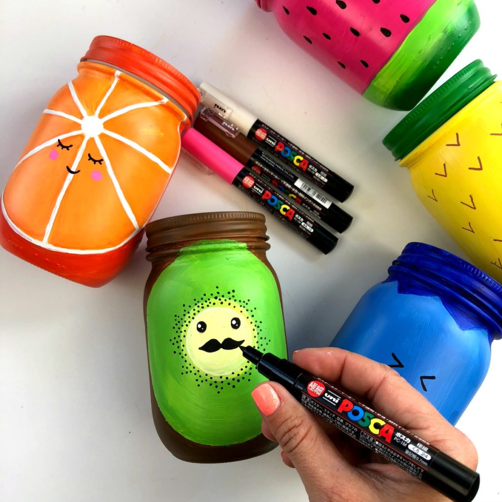 Rainbow Fruit Mason Jar Craft Pen Holder