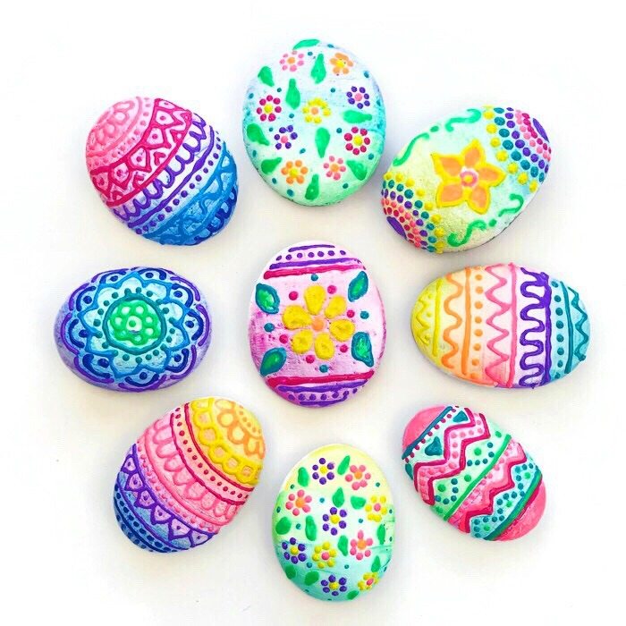 Easter Egg Style Painted Rocks