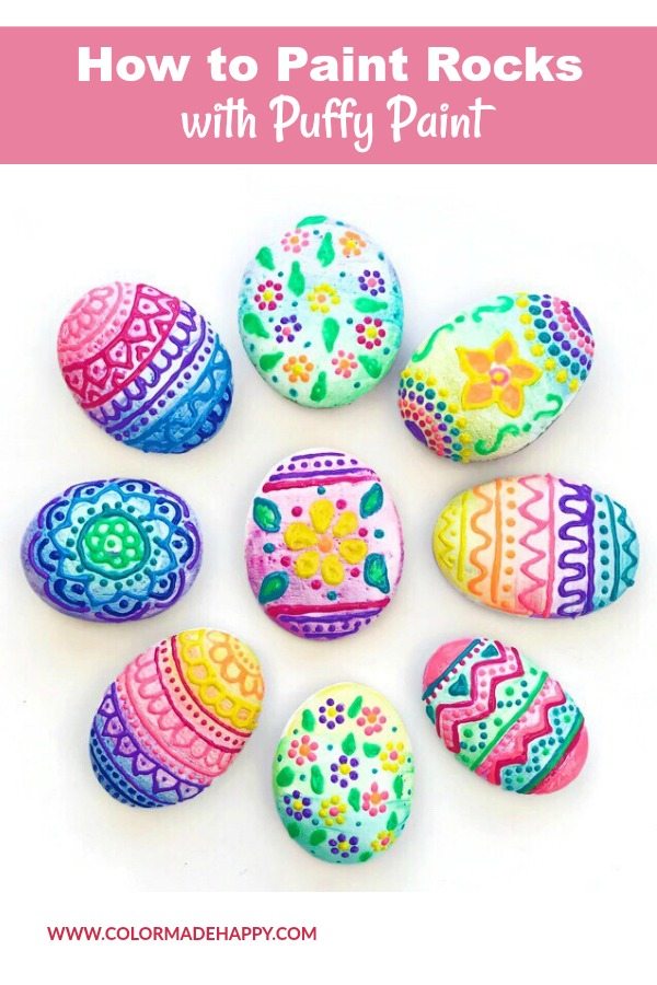 How to paint rocks with puffy paint