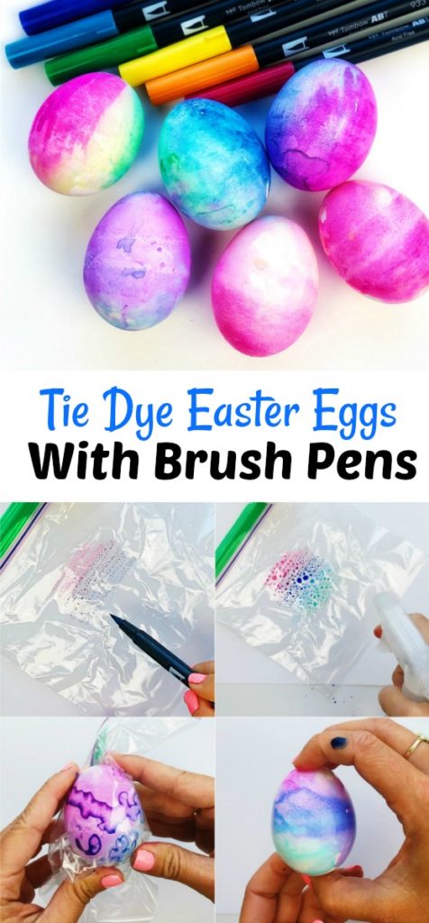 Tie Dye Easter eggs with Brush Pens 