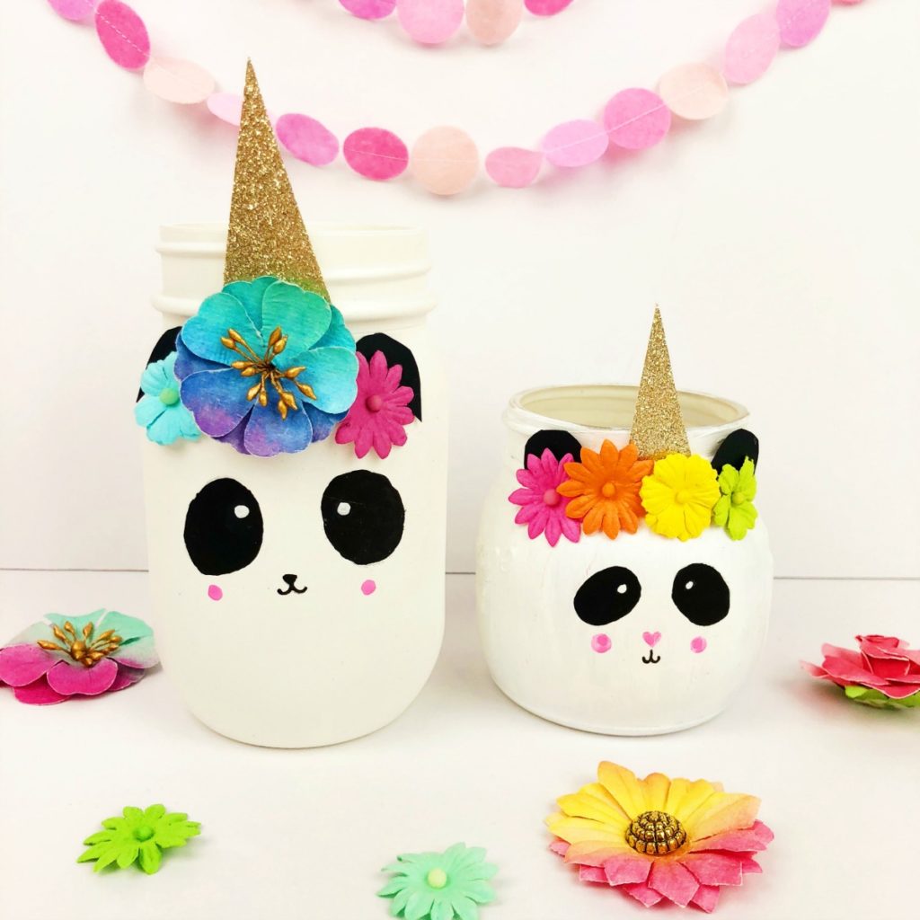 Panda Unicorn Mason Jar Craft