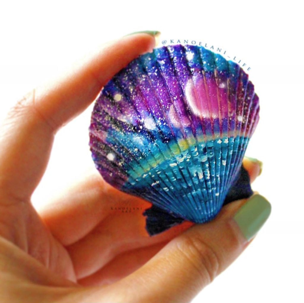 Galaxy painted sea shell