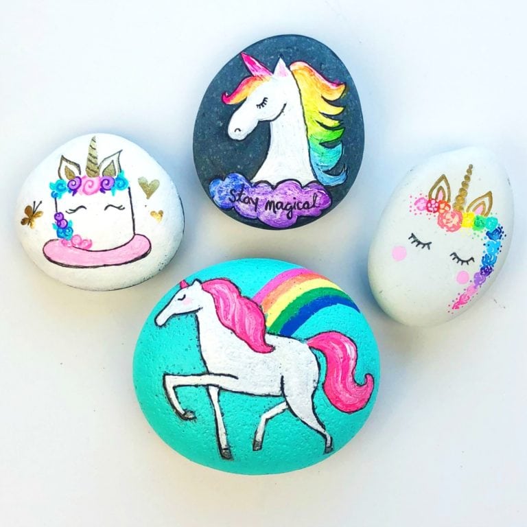 How to Paint Unicorn Rocks Four Different Ways