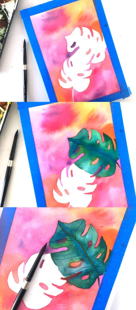 DIY Watercolor Painting Monstera Leaves