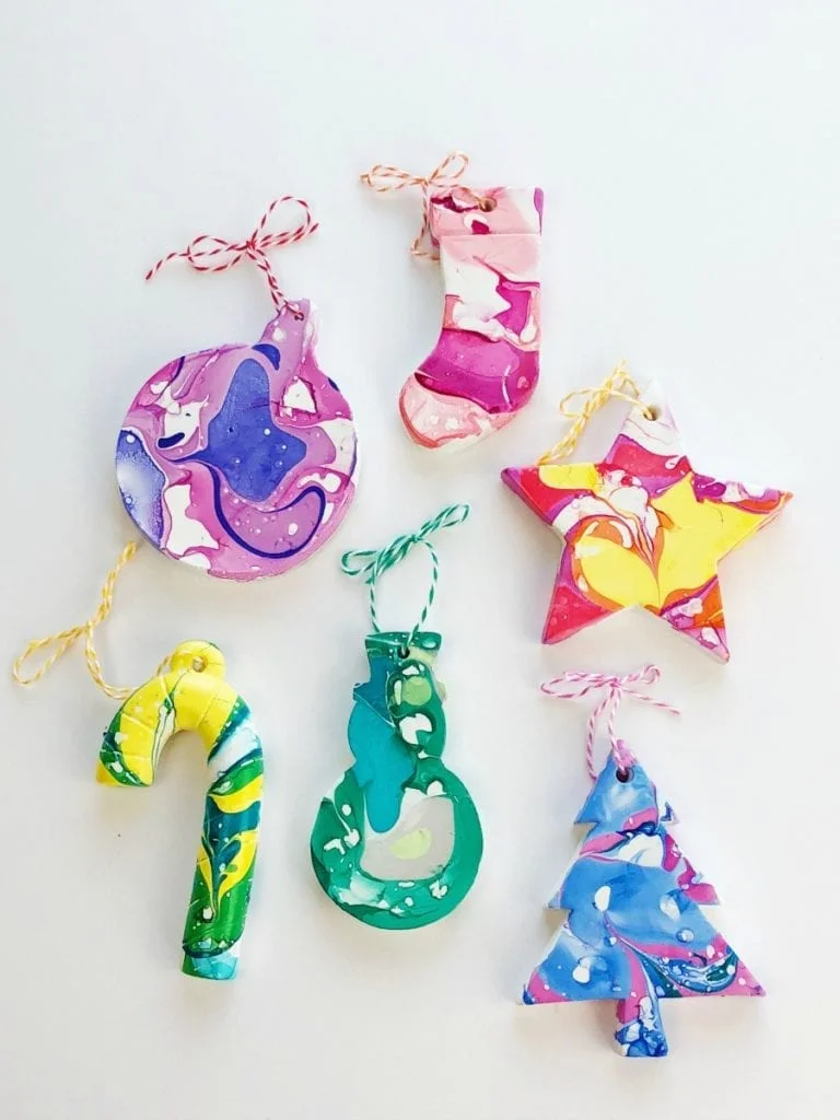Nail Polish Marbled Ornaments
