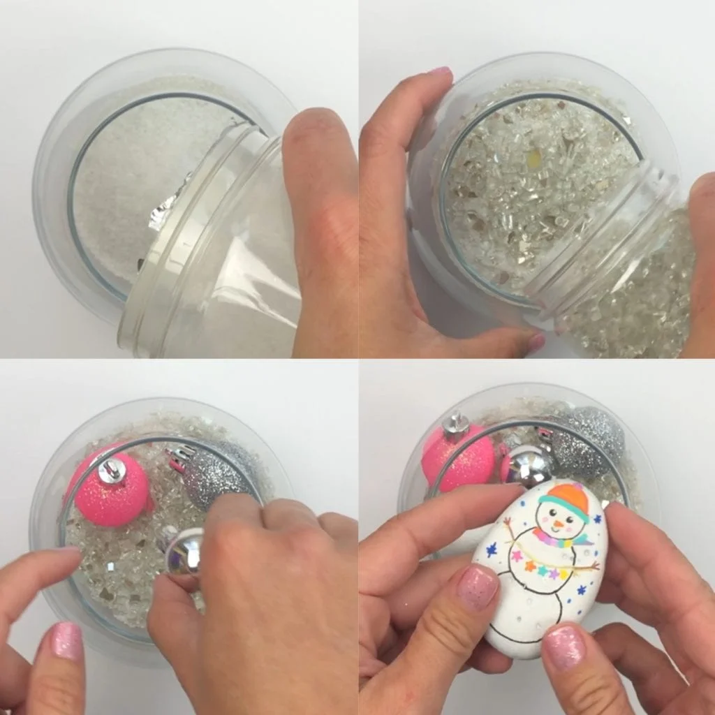Directions for filling the bowl - The filler items are added  followed by acessories and then the rock.
