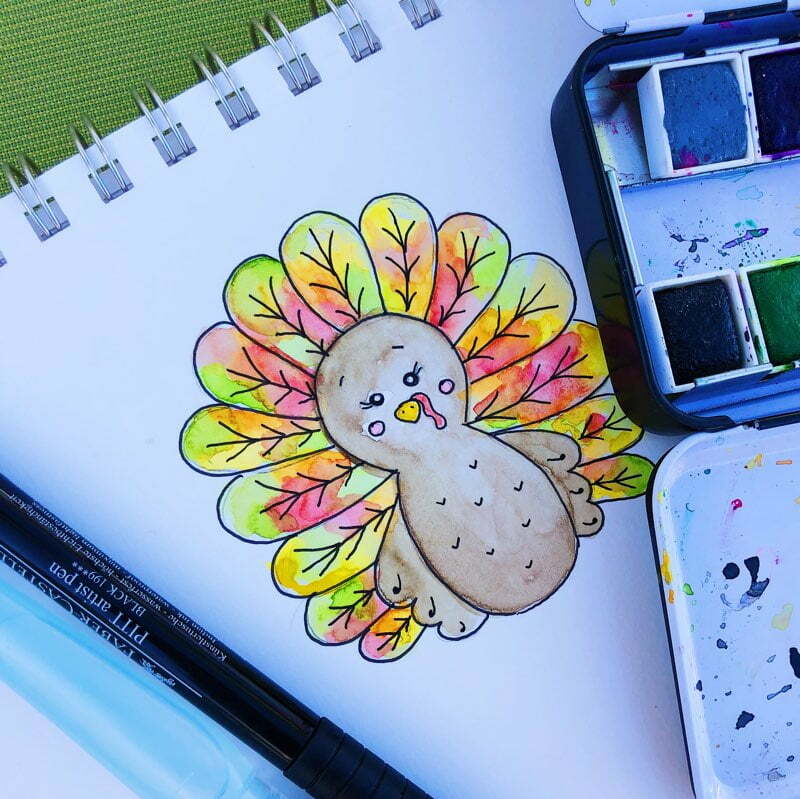 Turkey watercolor painting idea