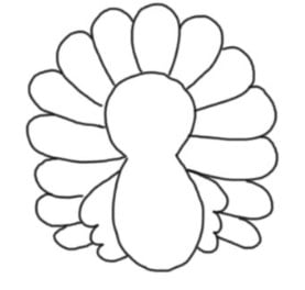 Turkey drawing with body, wings, and feathers