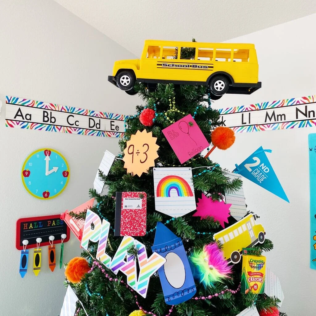 School bus tree topper