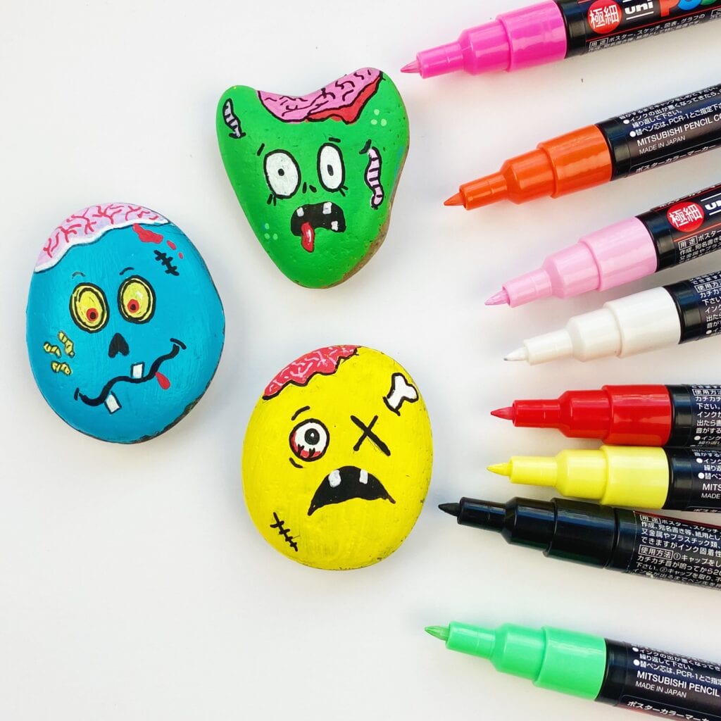 Examples for zombies painted on rocks