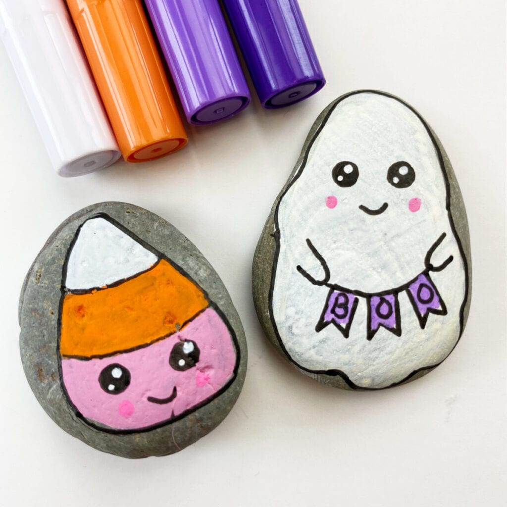 Completed ghost and candy corn designs