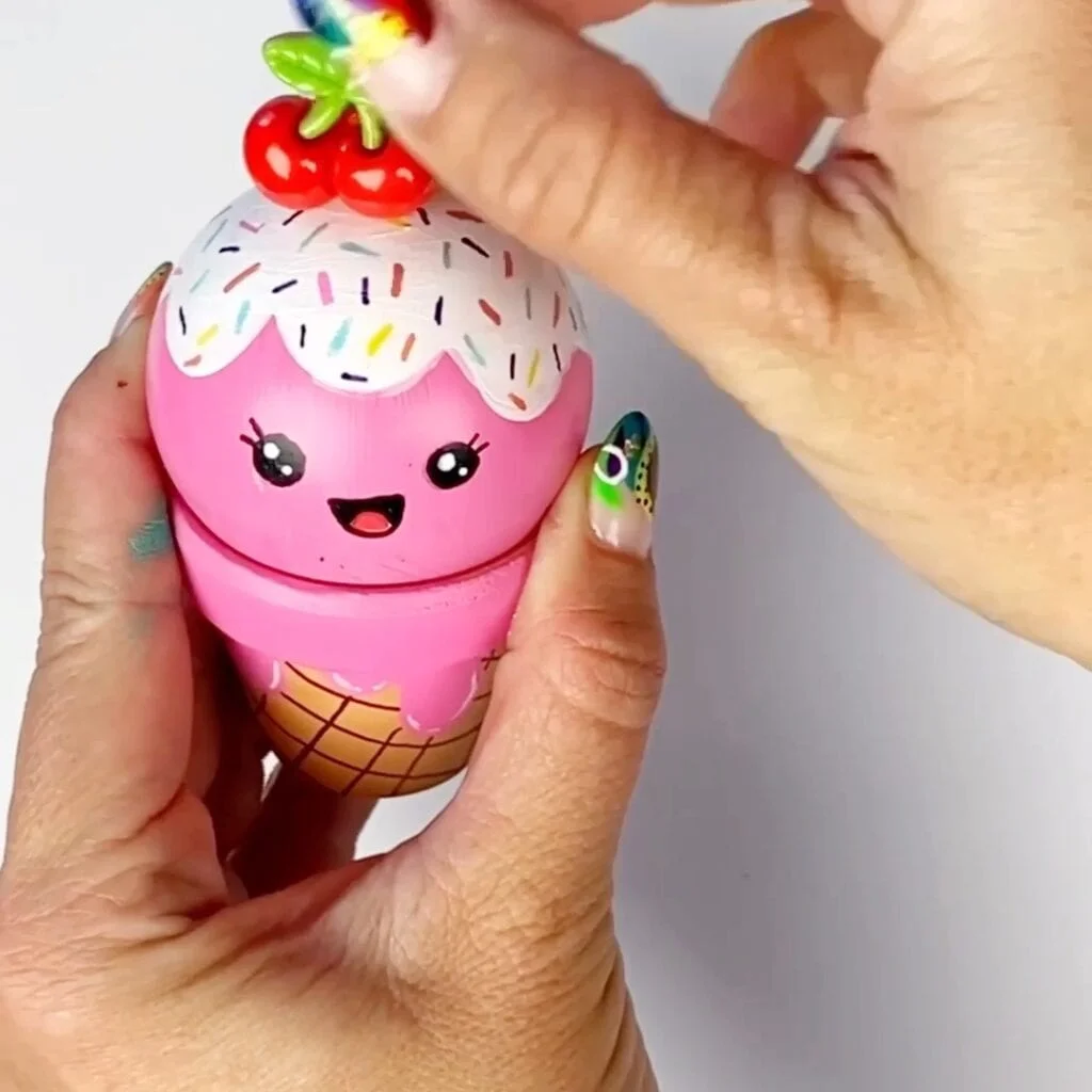 Adding accessories to my DIY Ice Cream Ornaments