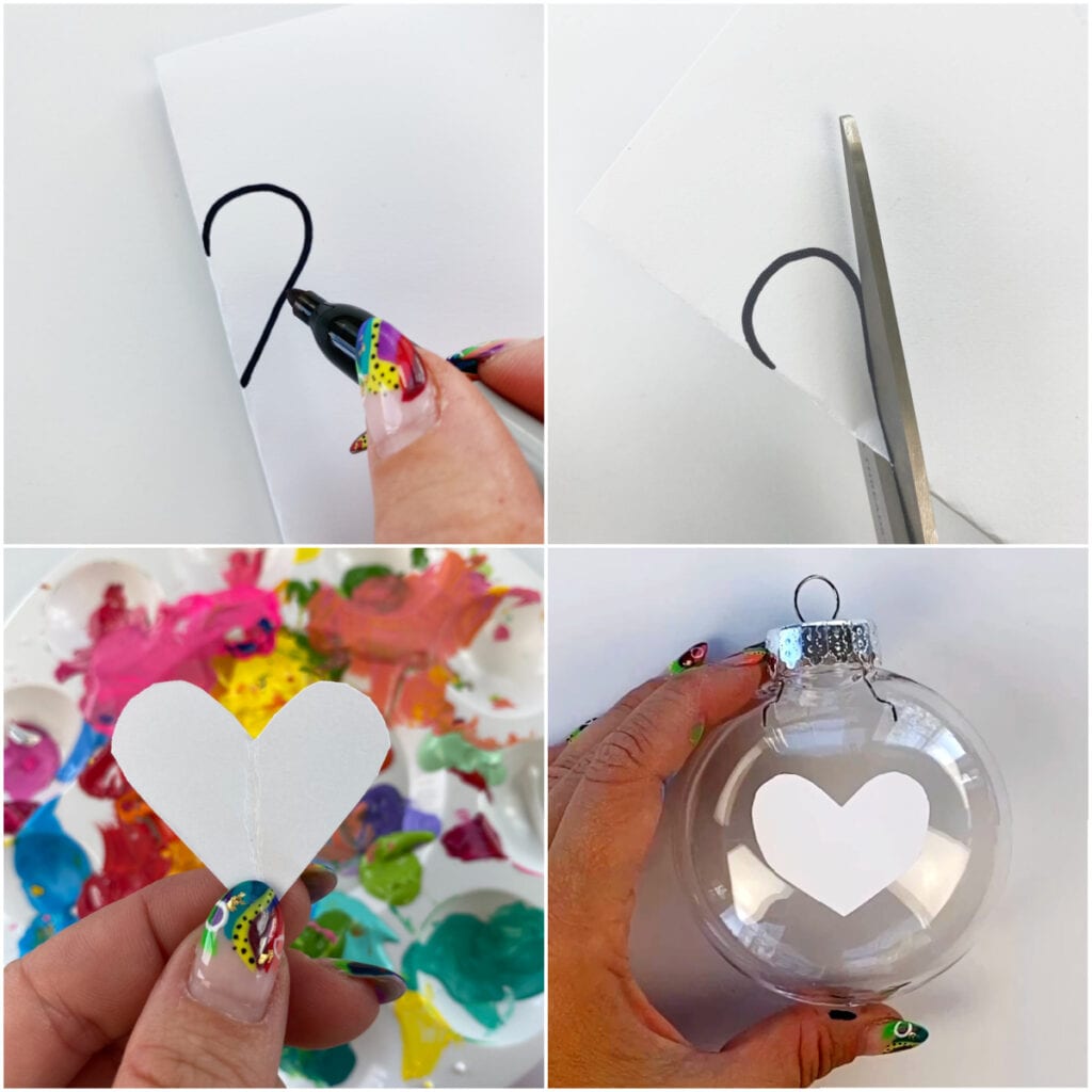Heart shape made from paper added to the centre of the ornament