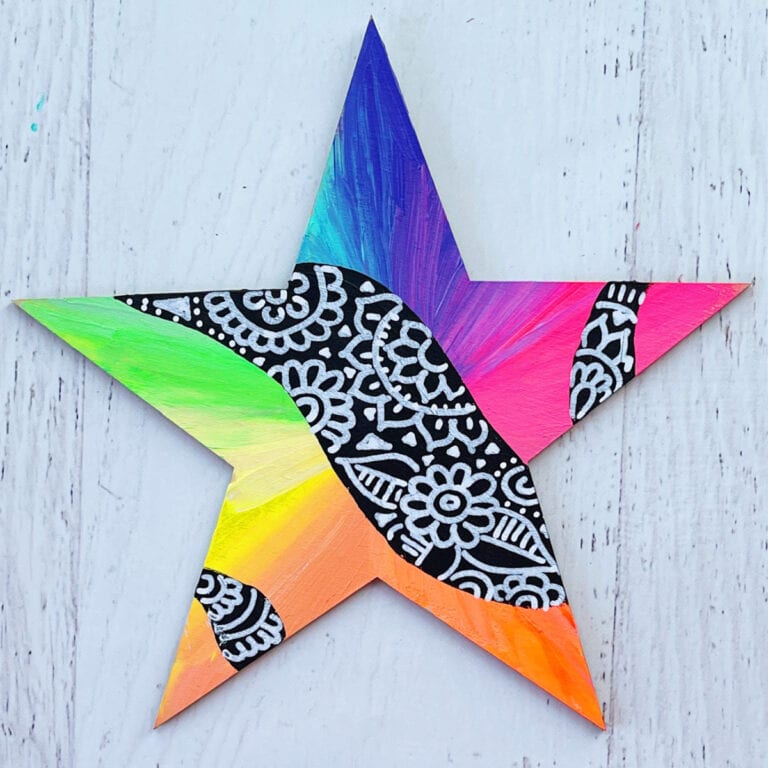 Star Abstract Painting – Acrylic Paint and Paint Pen