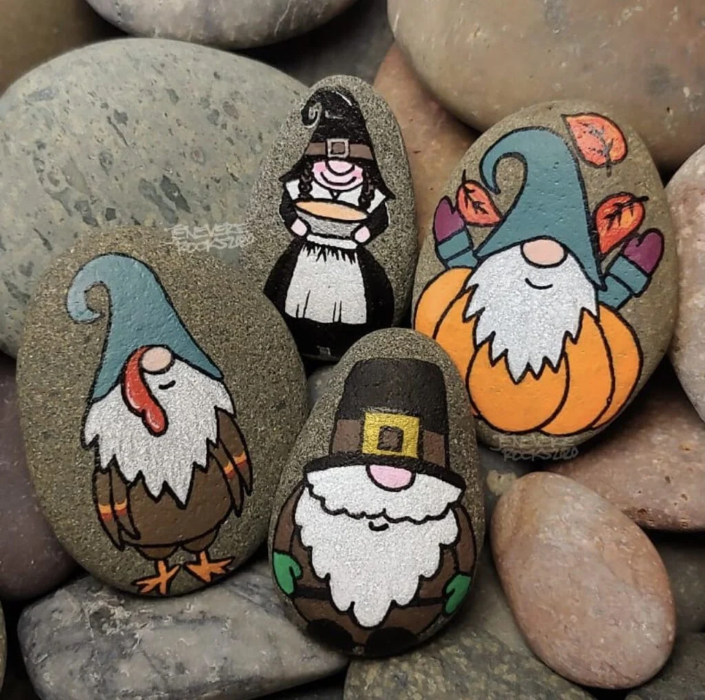 Thanksgiving Painted Gnome Rocks