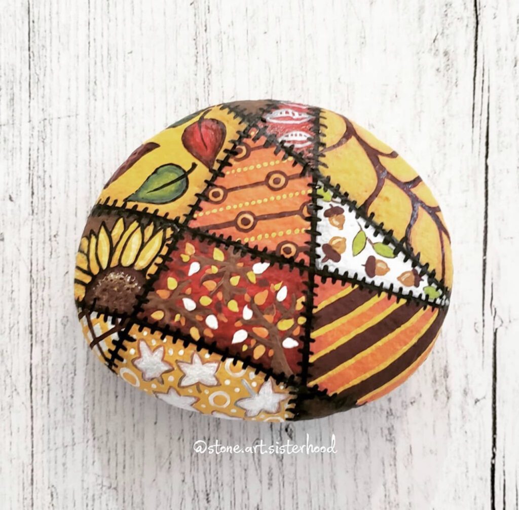 Quilted Thanksgiving Rock Painting Inspiration