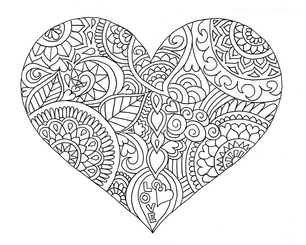 Heart Coloring Page template