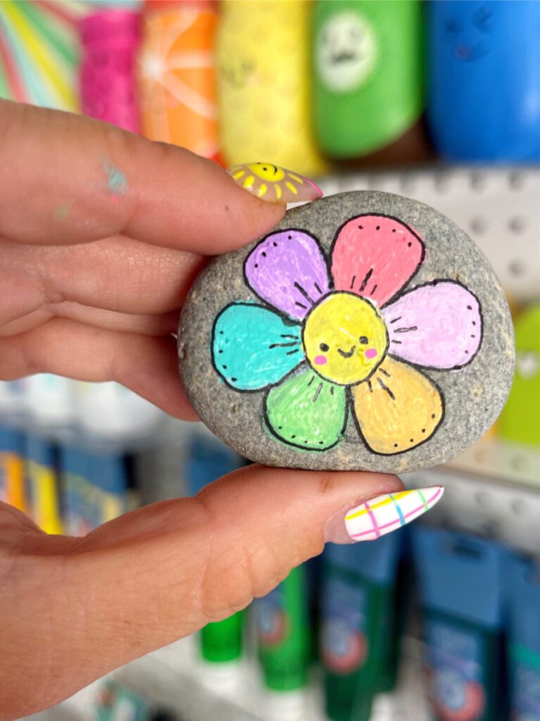 Completed Easter painted rock - this one is a flower