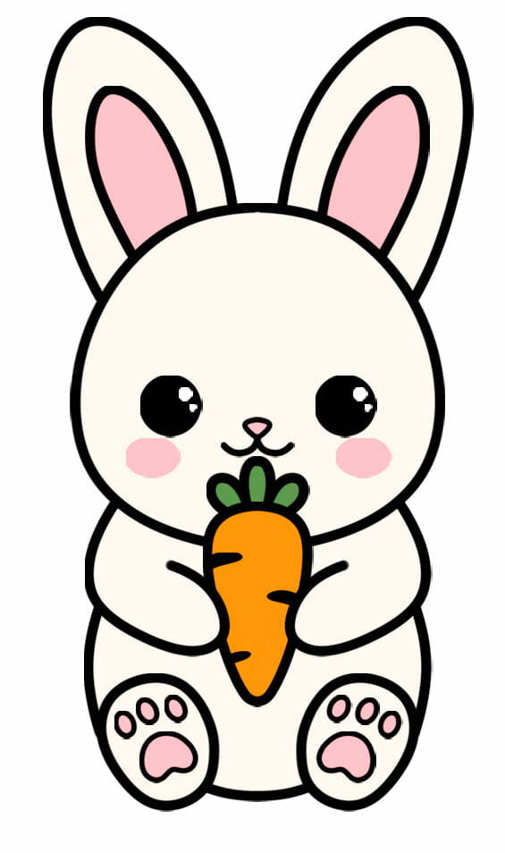 How to Draw a Bunny completed example that's colored in