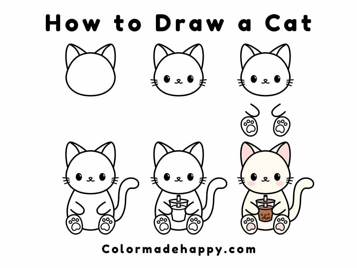 How to Draw a Cat • Step-by-Step Instructions