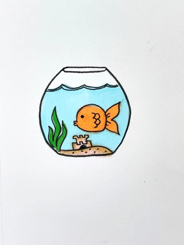 picture of a goldfish bowl drawing