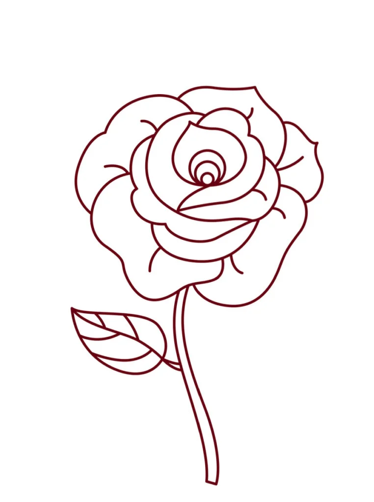 Rose Flower Drawing Easy Adult Sip And Paint Svg Rose Sketch | lupon.gov.ph