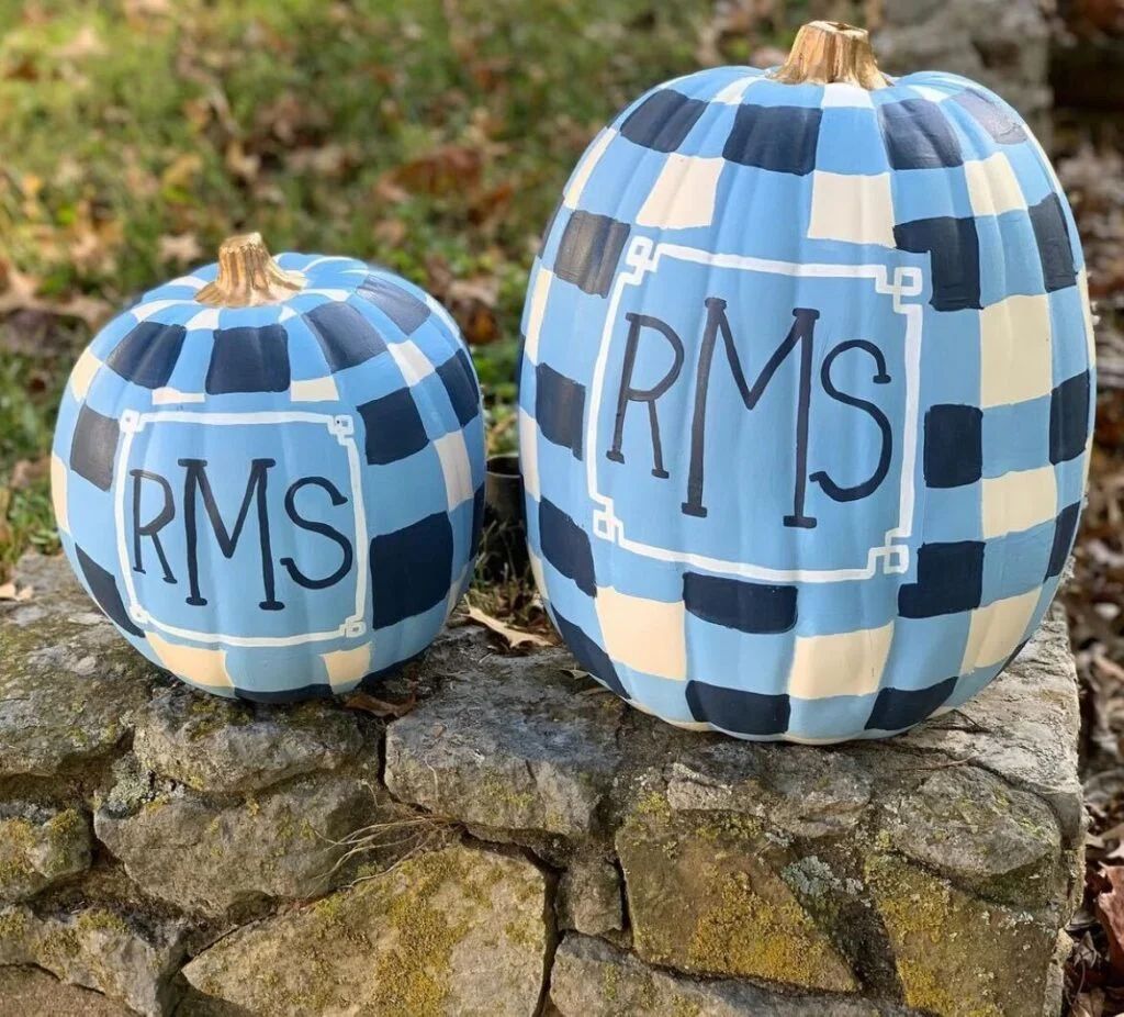 blue gingham pumpkins