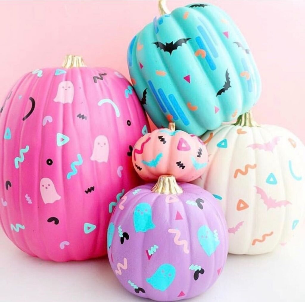 colorful painted pumpkins