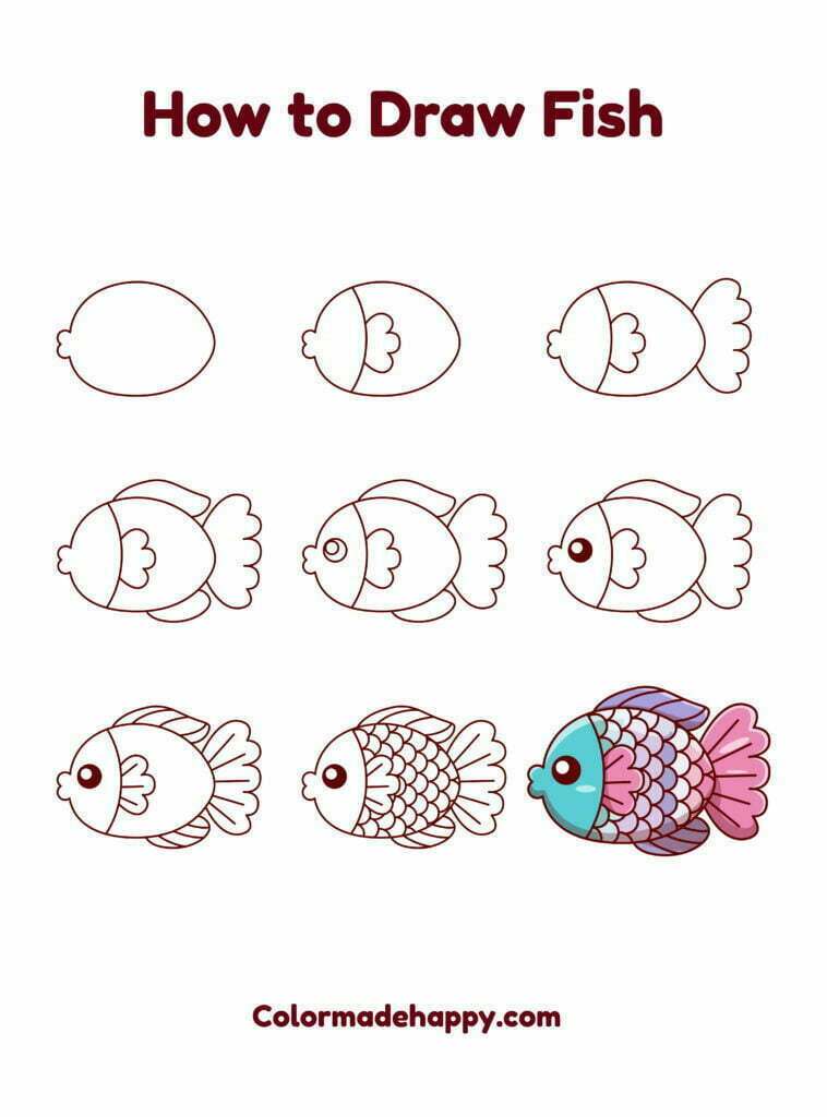Fish Drawing Tutorial Step by Step Instructions