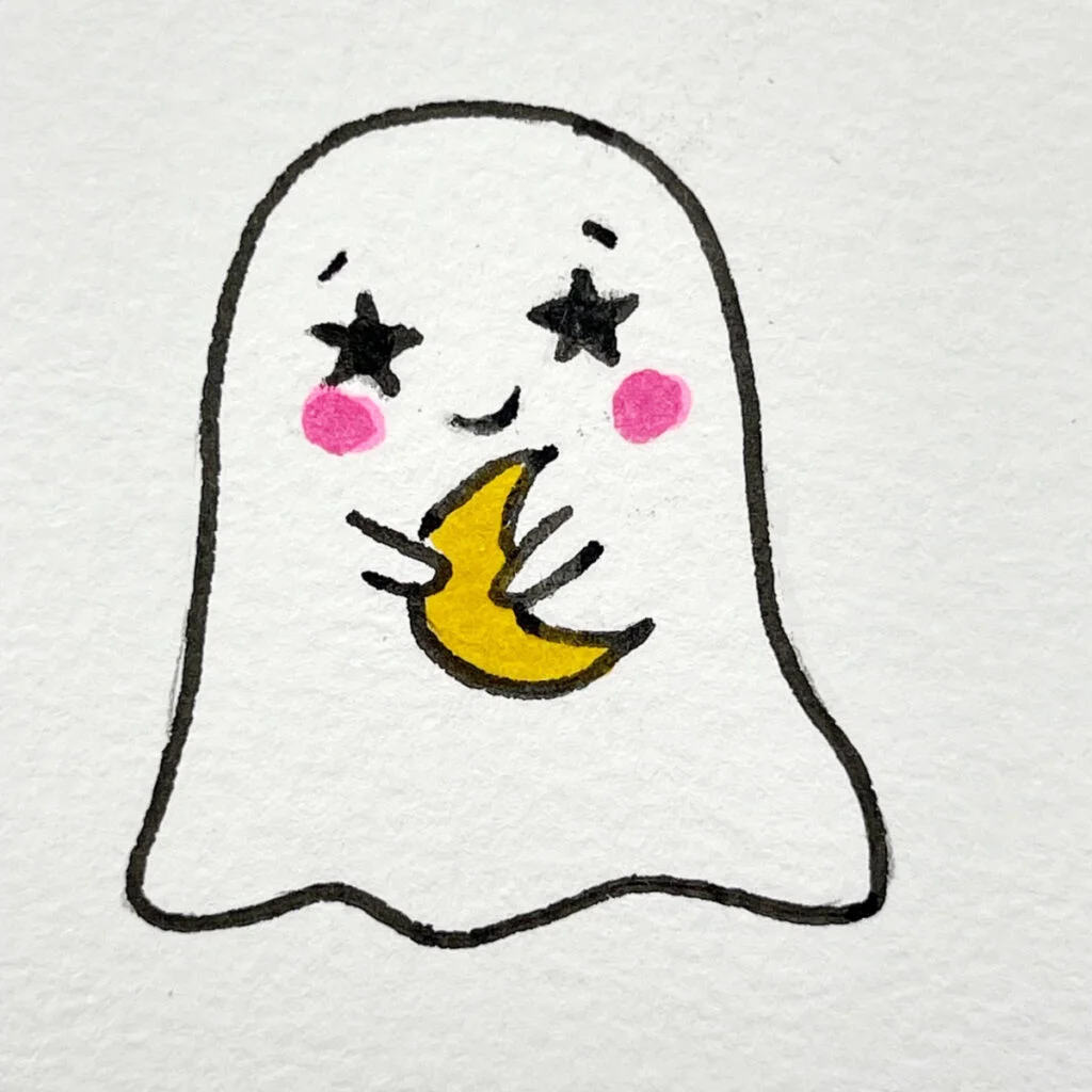 ghost holding a moon