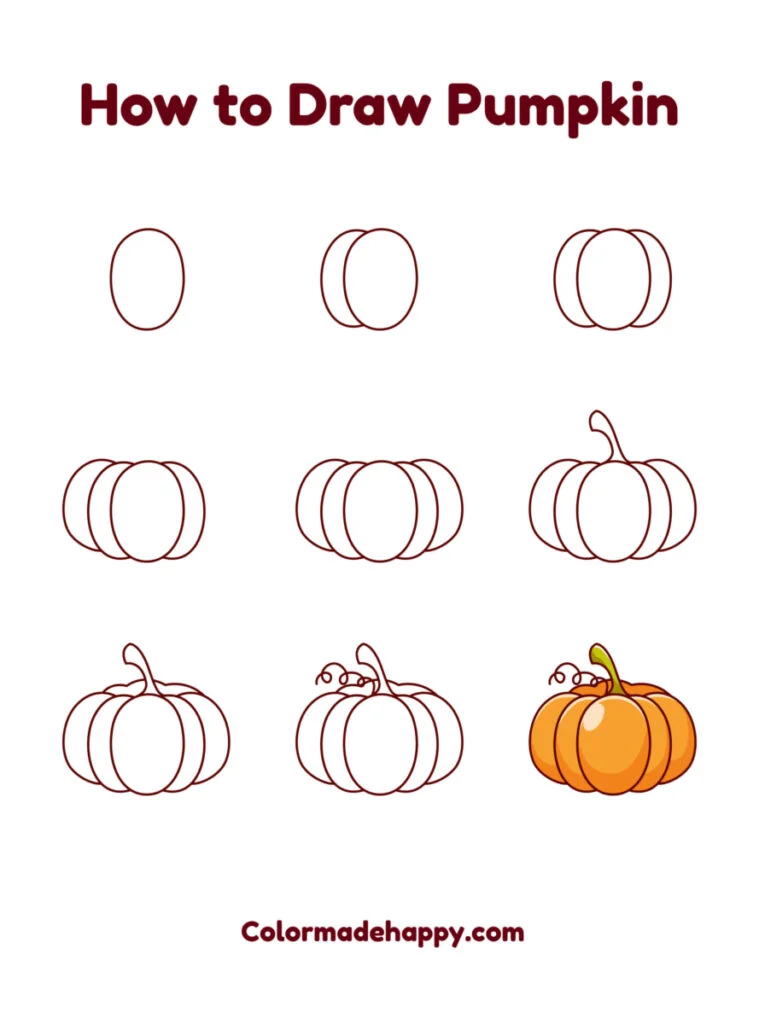 Pumpkin Drawing step by step instructions
