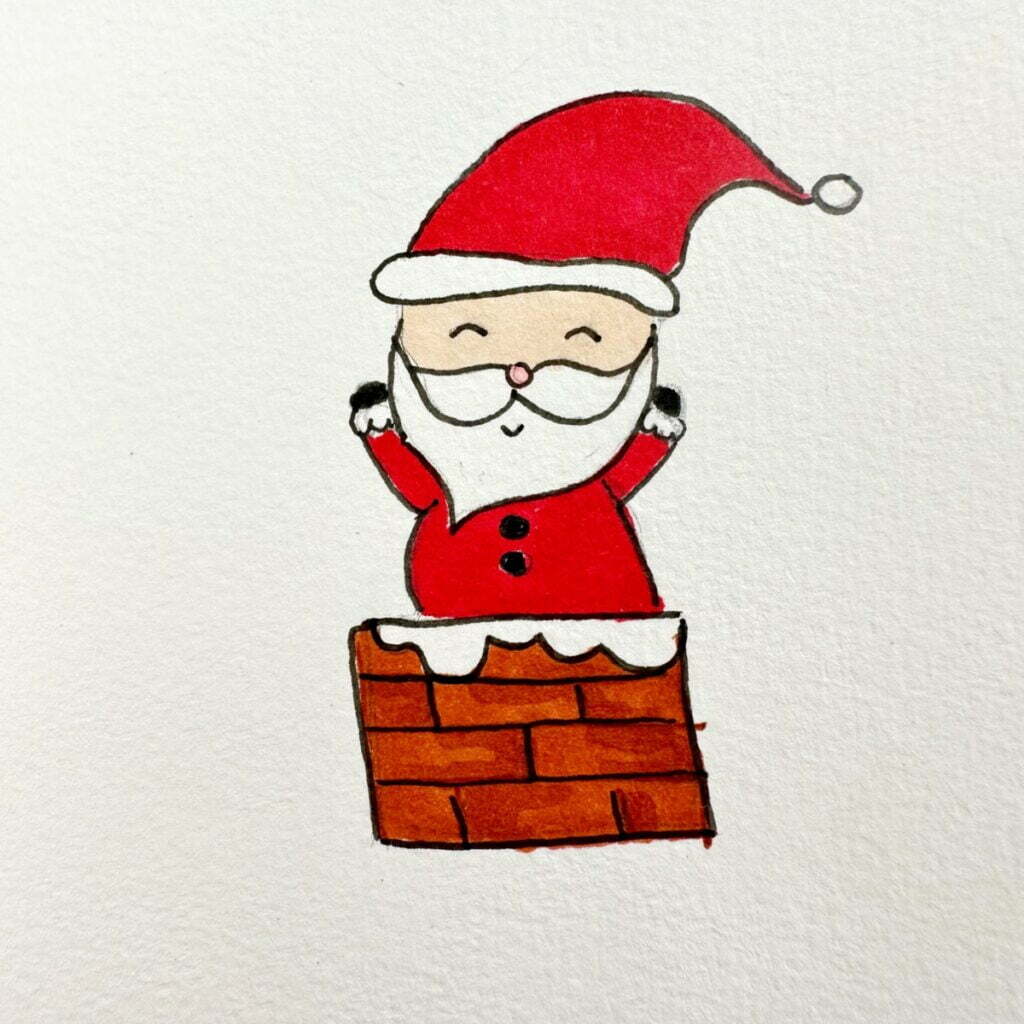 Santa in the chimney drawing 