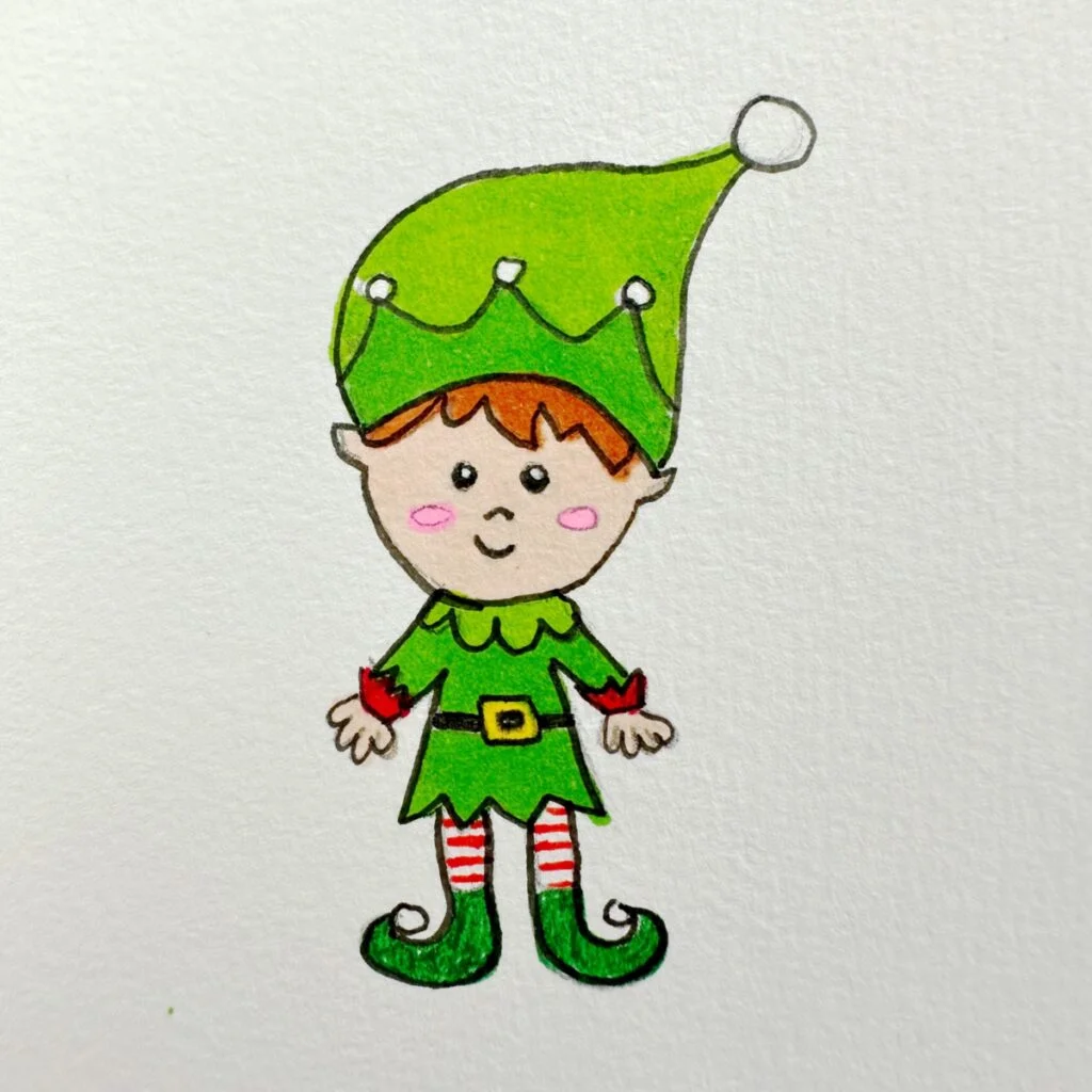 20+ Cute Christmas Drawing Ideas 14 Christmas elf drawing