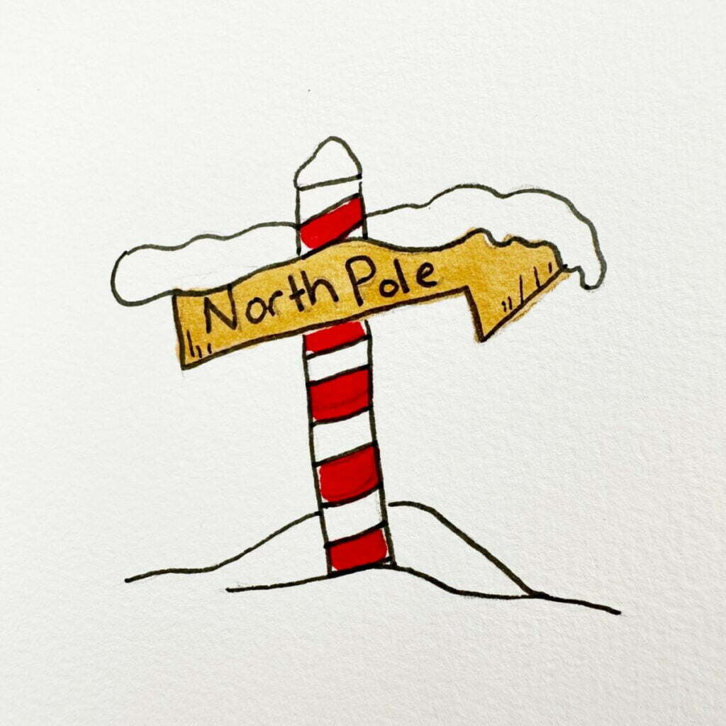 North Pole sign drawing