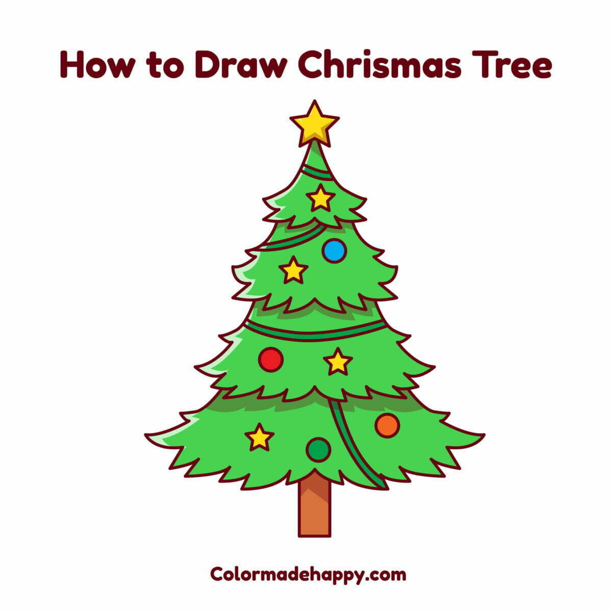 How to draw a christmas tree step by step for beginners-anthinhphatland.vn