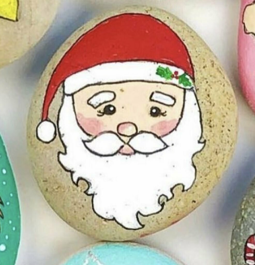 Santa painted rock