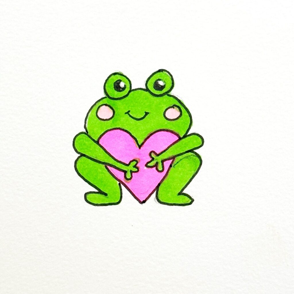 frog holding a heart
