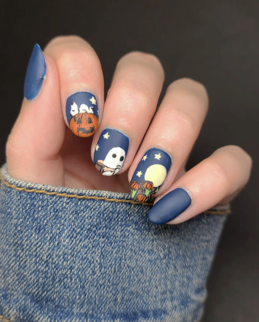 Charlie Brown Halloween Nails