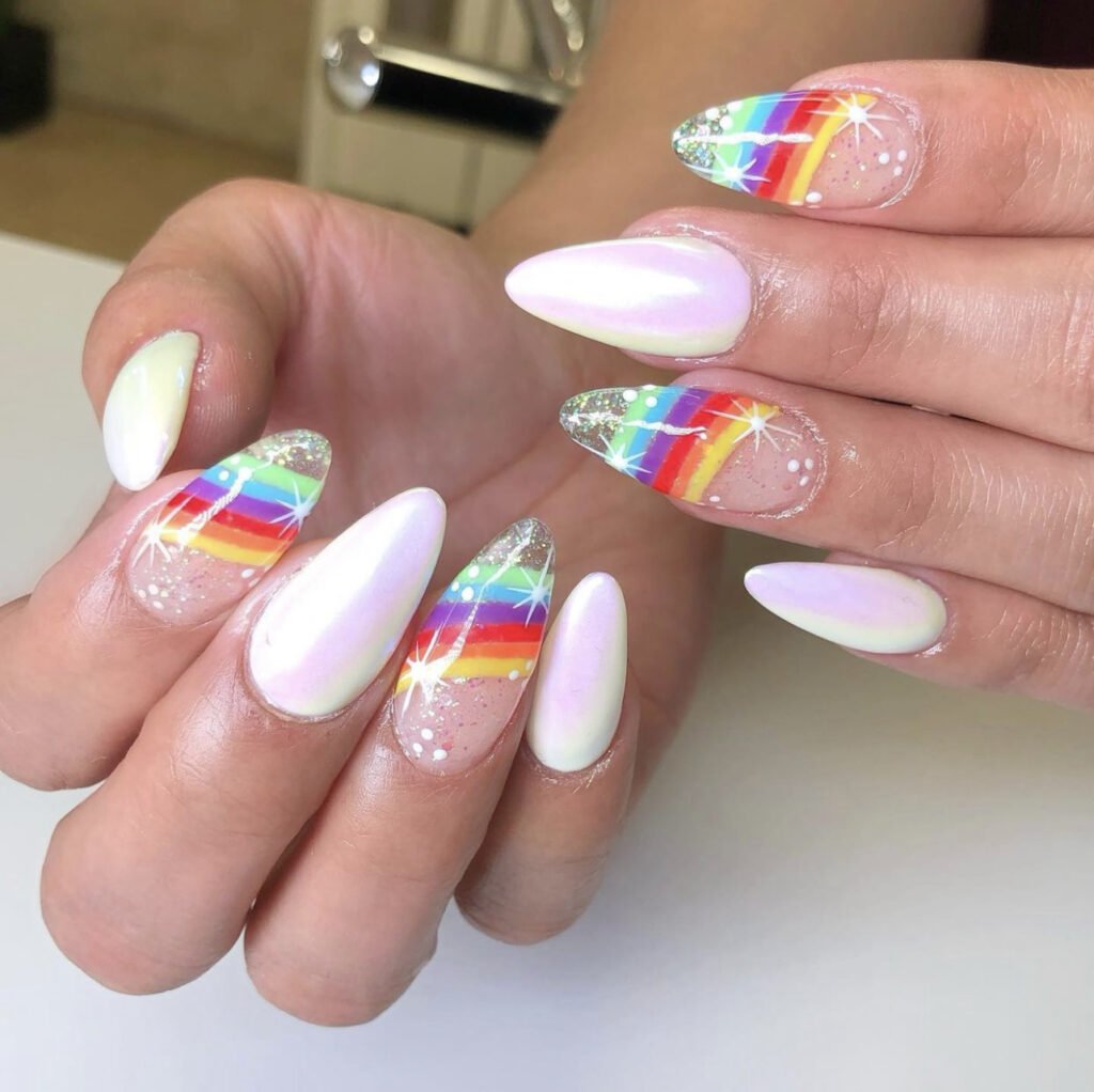 Clear Rainbow Nails 