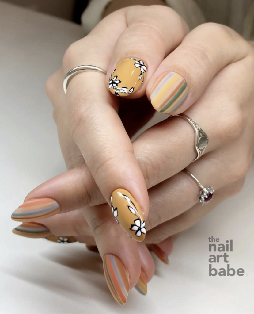 Fall Inspired Stripes on Short Nails