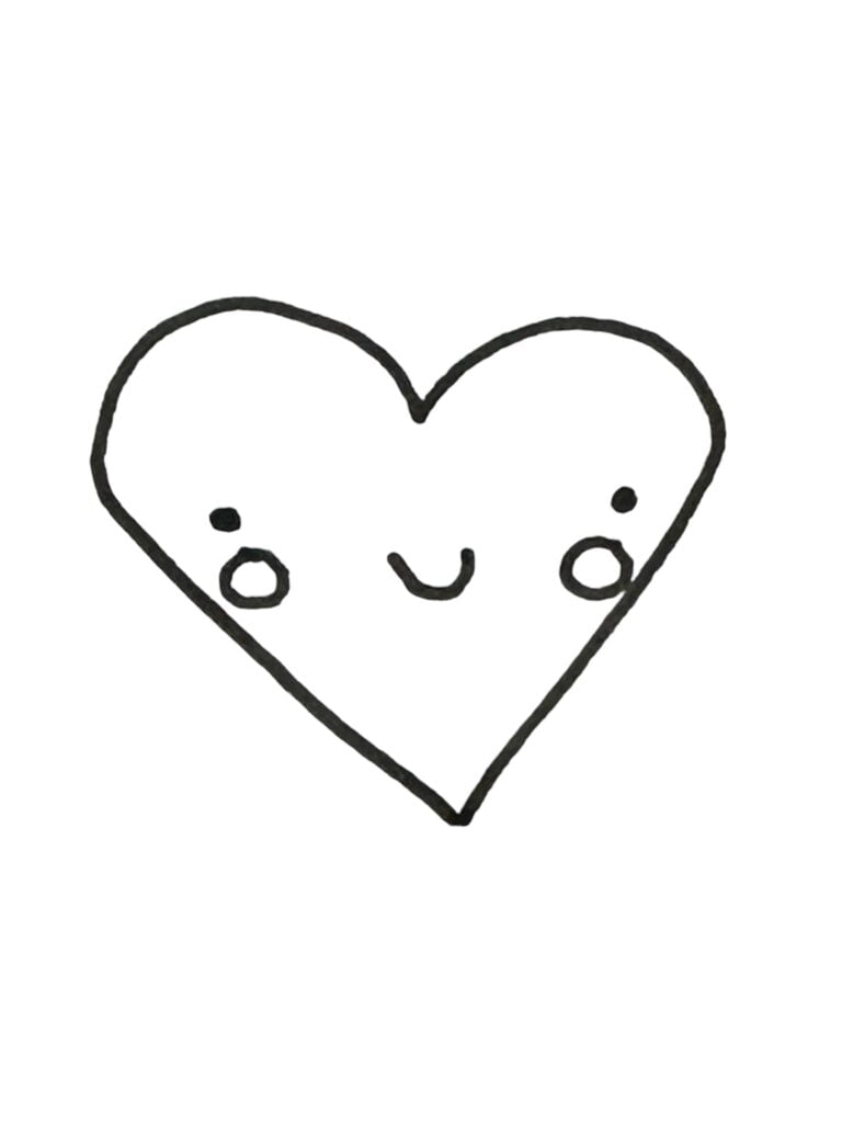 Kawaii style cute heart drawing with a face.