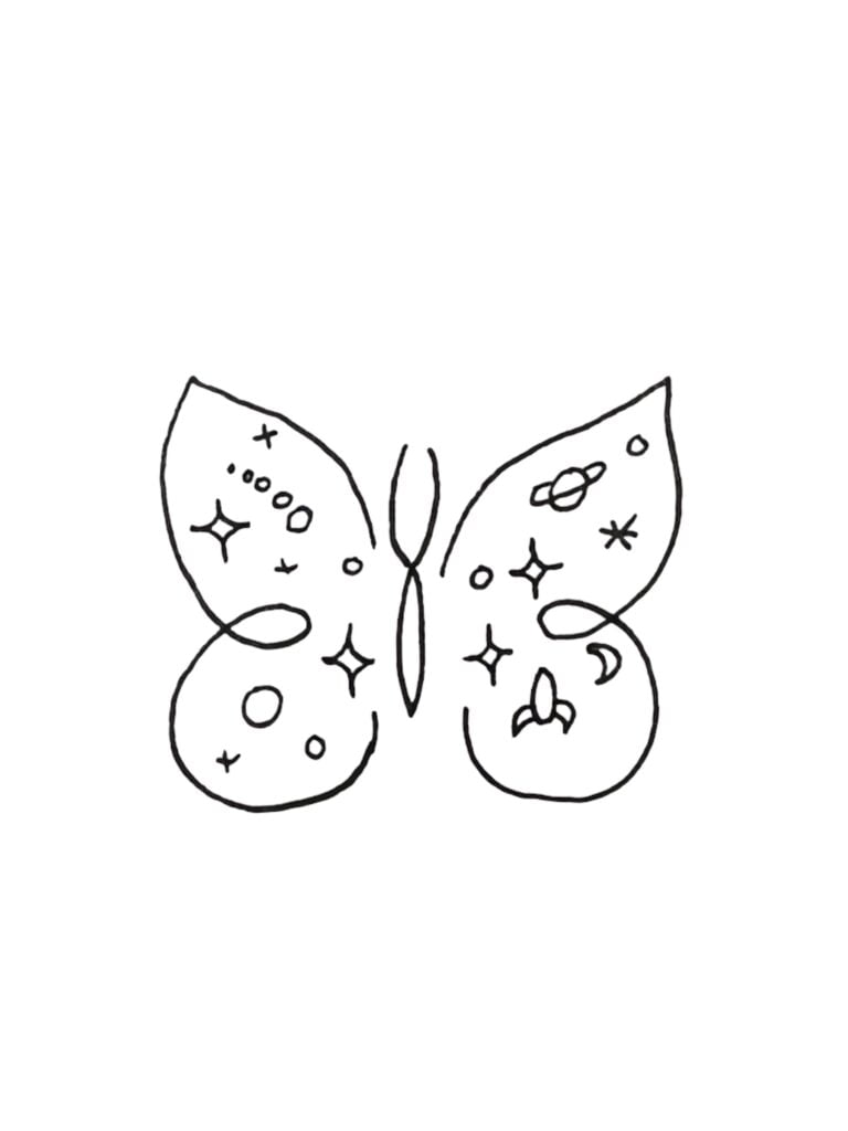 Space themed butterfly drawing idea.