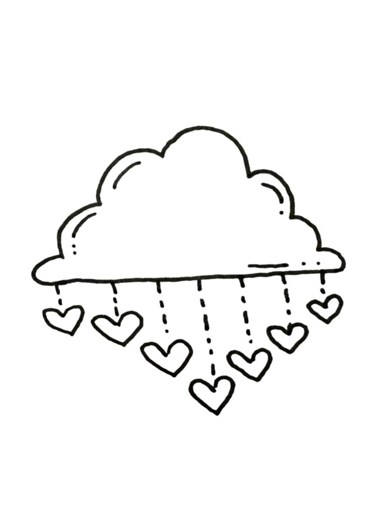 Cloud raining hearts.