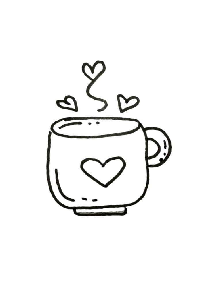 Cute coffee mug drawing.
