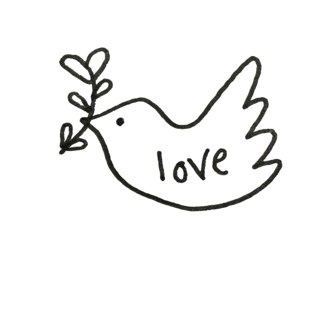 Dove that says love on it.